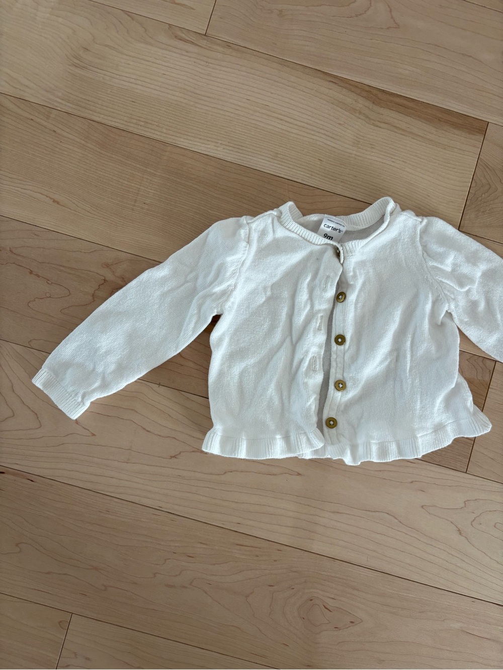 Carter's White Ruffle Hem Baby Cardigan